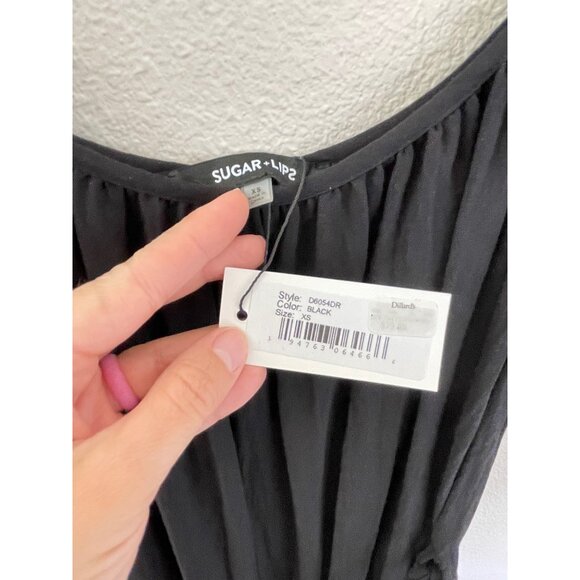 Sugarlips Sun Beam Trapeze Midi Dress Size XS Black Tie Waist New - Picture 5 of 8